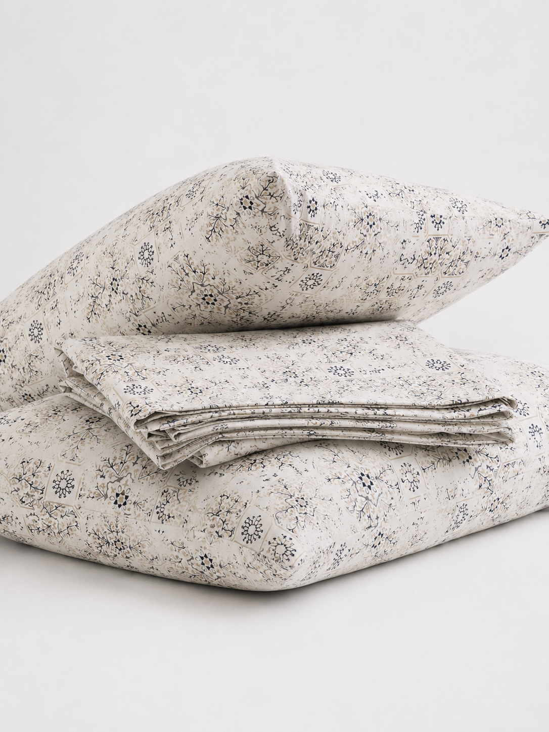 Faded Mosaic Percale Flat Bedsheet Set-300TC