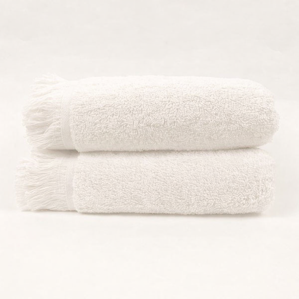Off White Fringe Towel Set - 33 x 33 cm