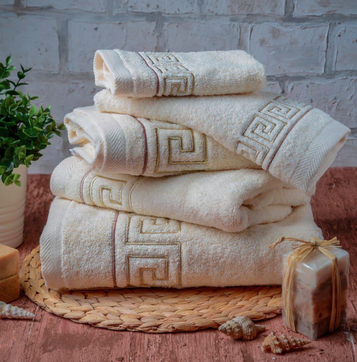 Versace Towel with Gold Embroidery