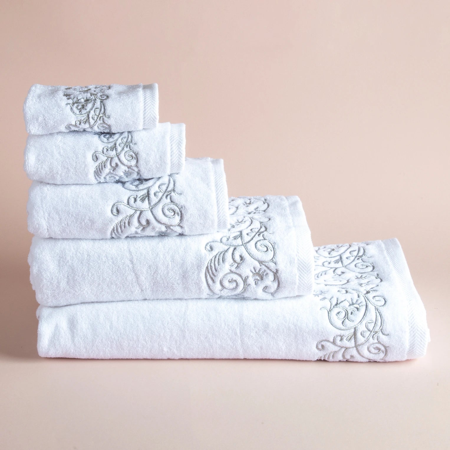 Kinar Towel with Silver Embroidery