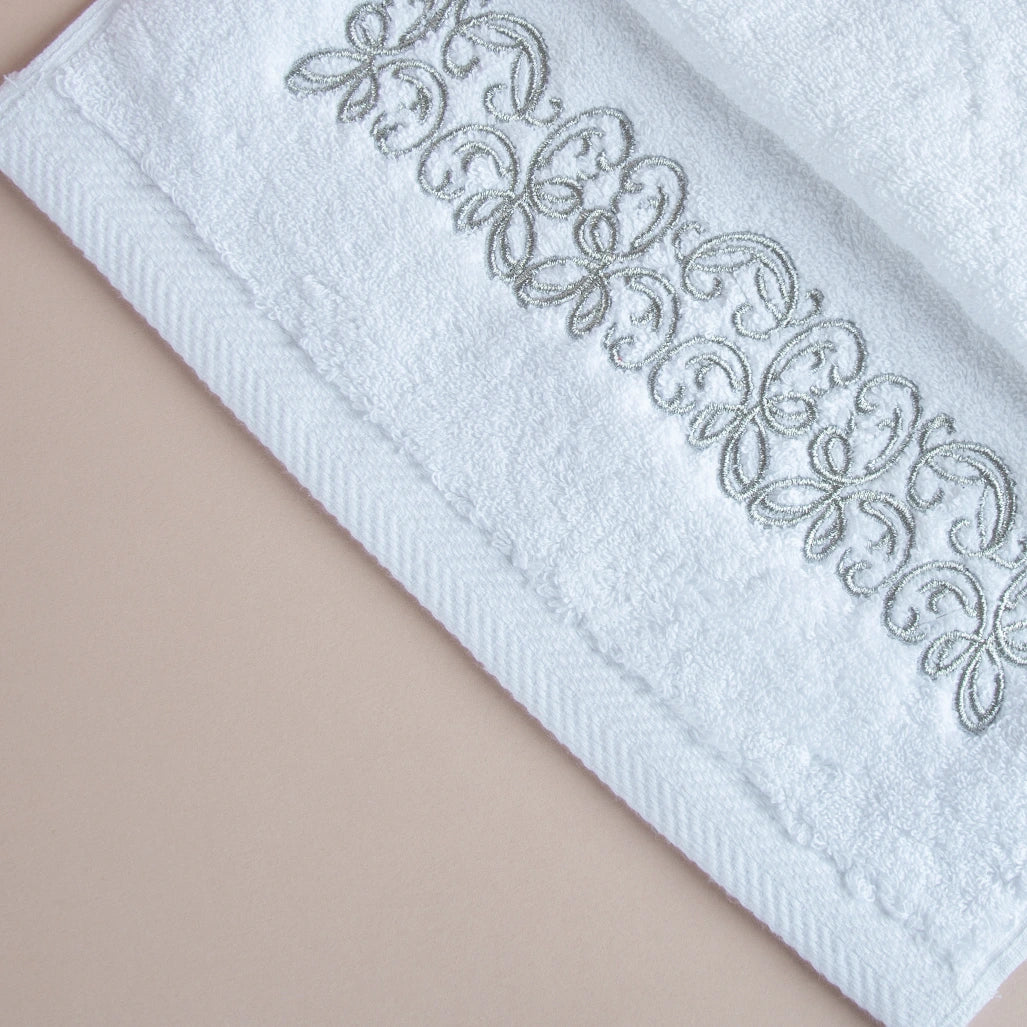 Selsela Towel with Silver Embroidery